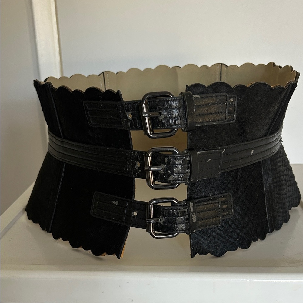 BCBGMaxAzria Black Corset Belt with Buckles